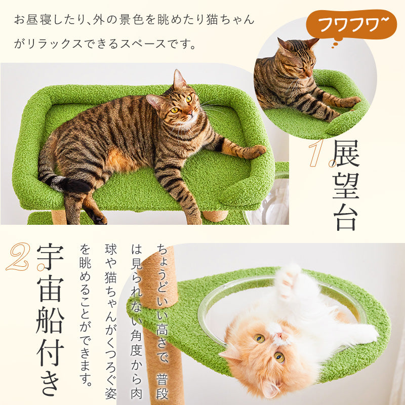 MWPO キャットタワー 多機能 大型猫 高齢猫 宇宙船付き シニア猫向き