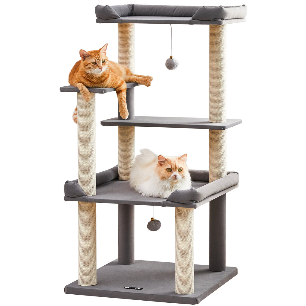 MWPO キャットタワー 大型猫 据え置き 安定感 多頭飼い 爪とぎ 猫ベッド シンプル 114cm  954