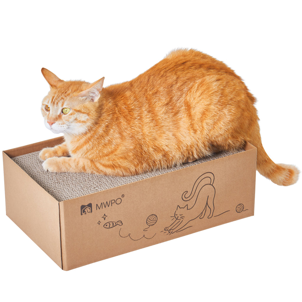 MWPO 猫 つめとぎ ダンボール 猫用 ボックス 両面使える ストレス解消 魚おもちゃ付き 5枚入り 951