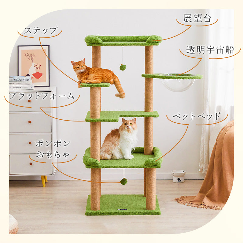 MWPO キャットタワー 多機能 大型猫 高齢猫 宇宙船付き シニア猫向き