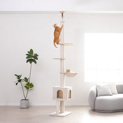 タワーキャット 木登りタワー ハンモック キャットタワー 突っ張り 猫タワー nagaipet_amt0249