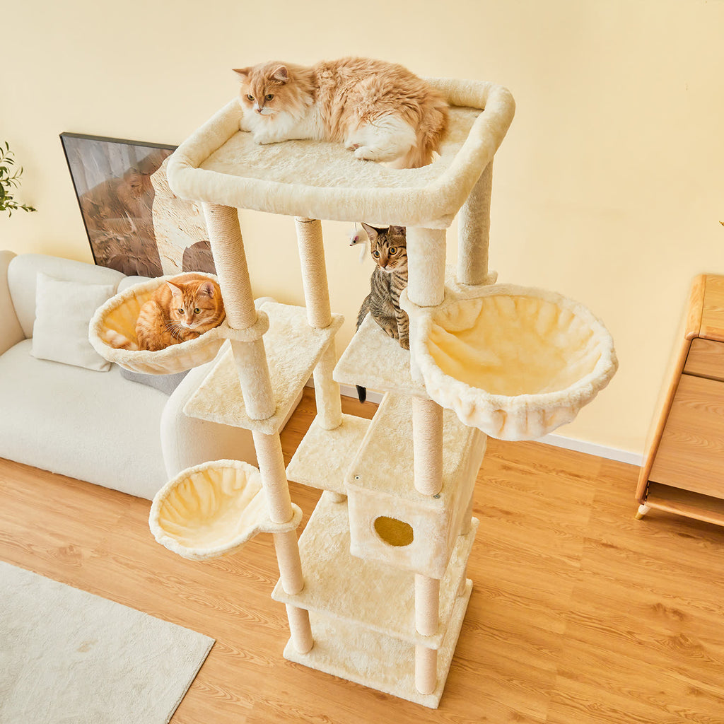 大人気❤️猫塔 突っ張り型キャットタワー 高さ195〜267cm 猫 遊び場 突っ張り式キャットタワー」多頭飼いでも安心！最大2535mm