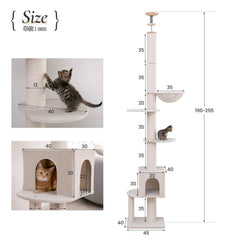 MWPO キャットタワー 高さ190cm - 255cm マンチカン ミヌエット