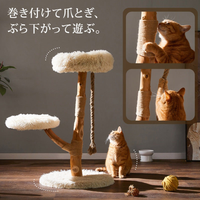 MWPO キャットタワー 天然木 梨の木 無垢材 木製 大型猫 おしゃれ