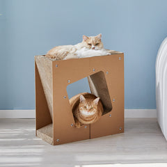 Mwpo 猫用爪とぎ 段ボールハウス 爪磨き 耐久 高密度 つめとぎ