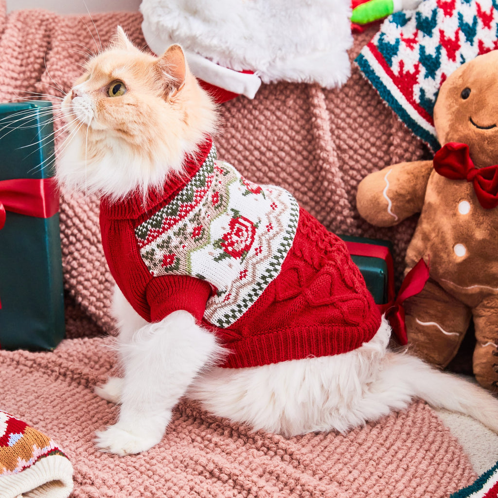 MWPO ノルディック柄クリスマスニット｜犬・猫用あったかペットウェア S-500